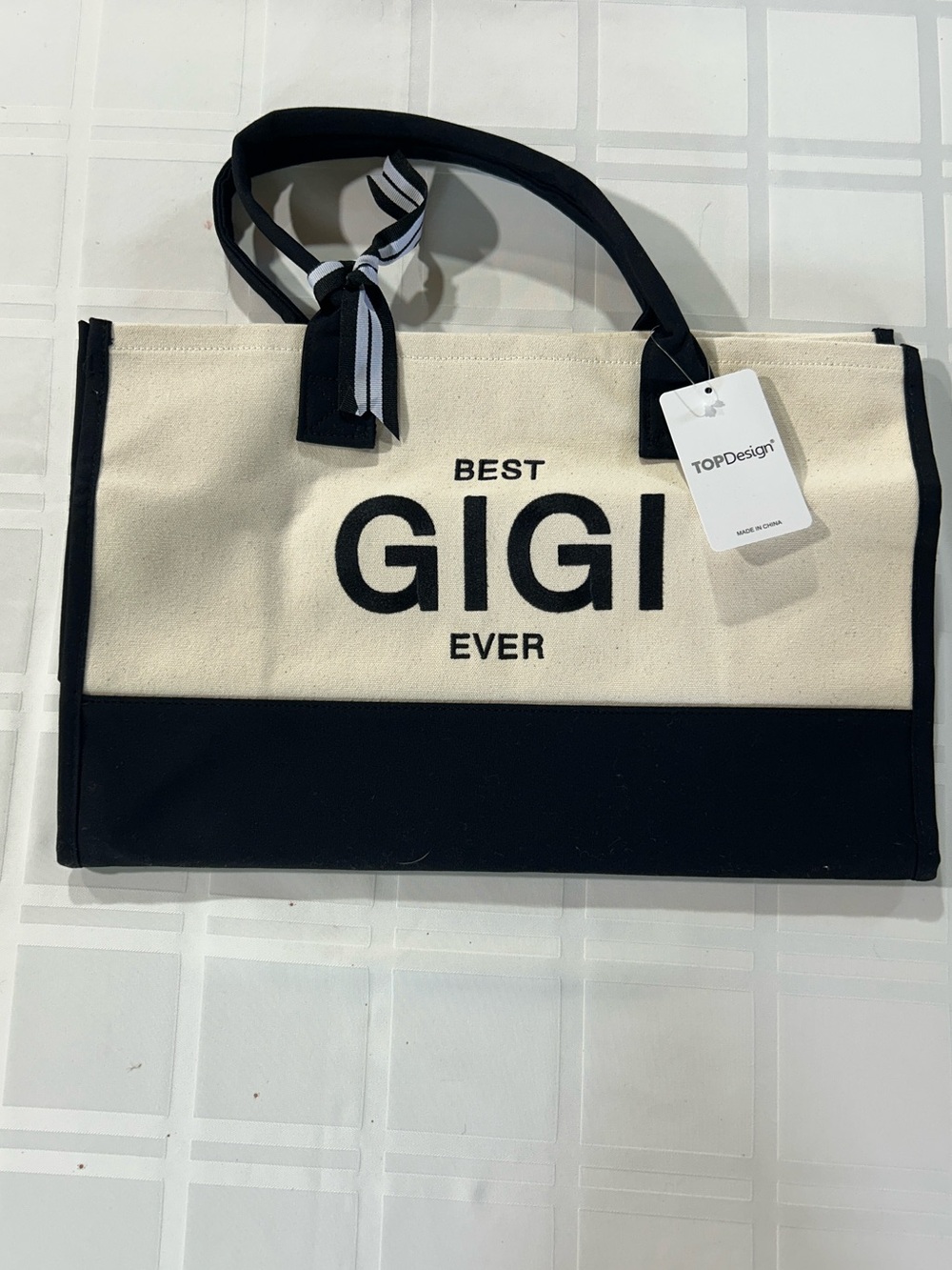 "Best GIGI Ever" Canvas Tote Bag in Cream and Black 100%cotton